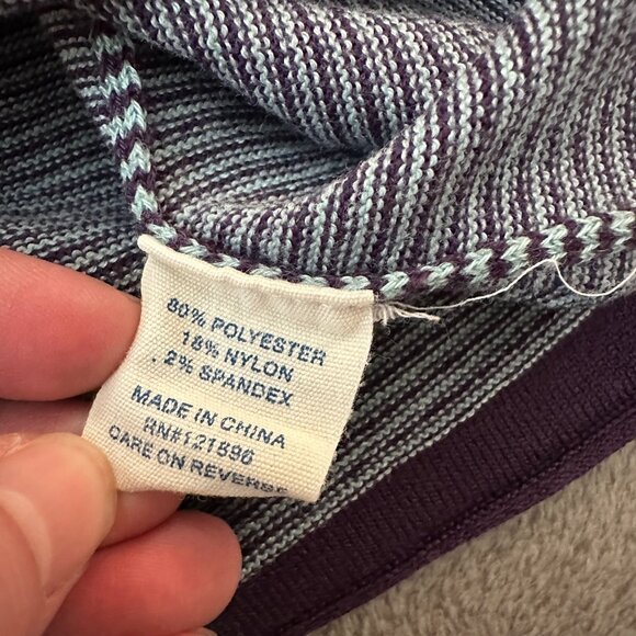 Title Nine Roll Neck Sweater Blue Striped Long Sleeve Shirt XL Women's - Picture 6 of 6